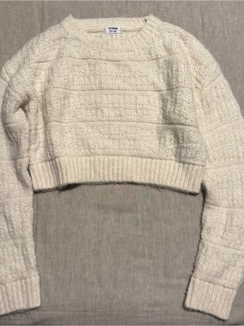 Cotton On Cream Cable Knit Crew Sweater